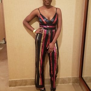 express multicolor sequin jumpsuit